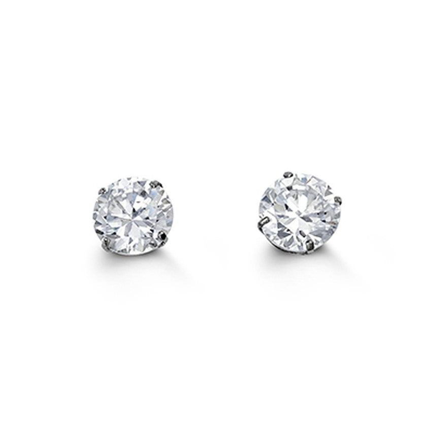 14k white gold 5mm cz stud ear