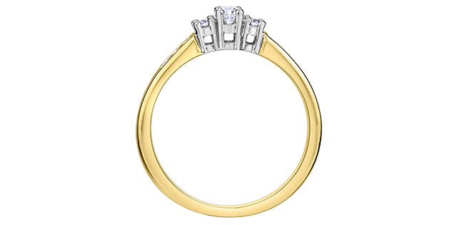 14 Karat 3 Stone Engagement Ring, 0.11 CT Center