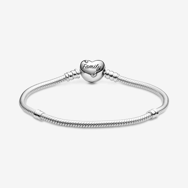 Pandora Moments Family Tree Heart Clasp Snake Chain Bracelet, 7.9"