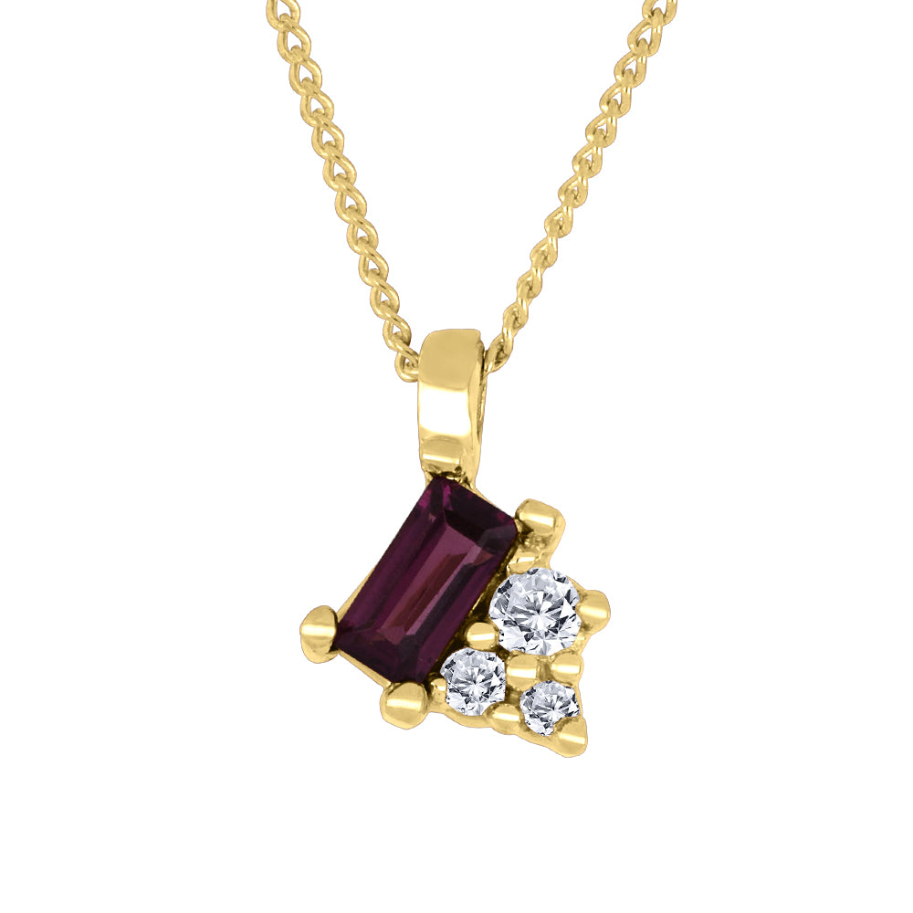 10 Karat Rhodolite Garnet & Diamond Drop Necklace