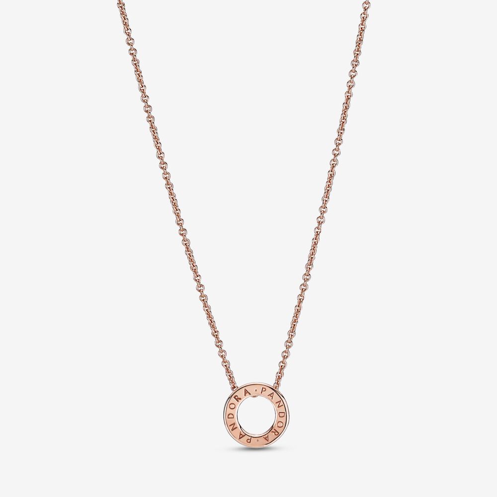 Pandora Logo Pavé Circle Collier Necklace, 17.7"