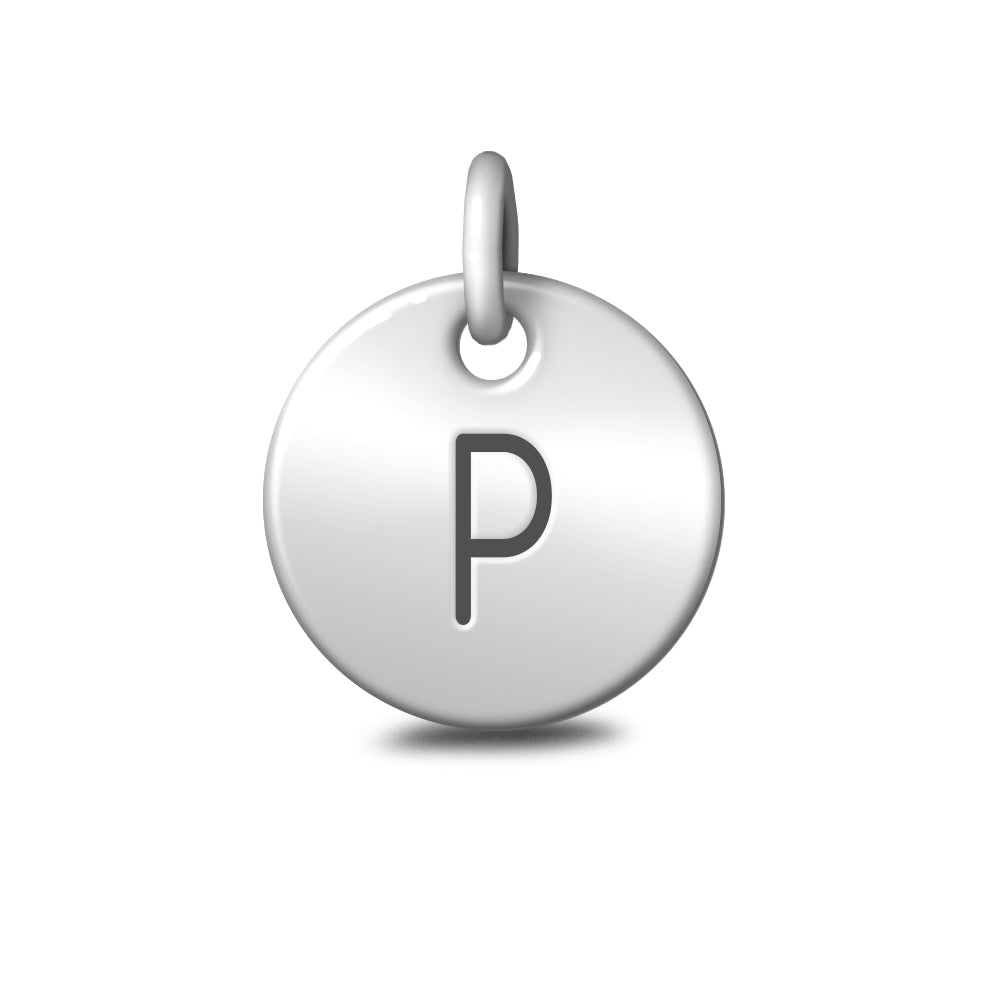 Silver Letter 'P' Disc Pendant