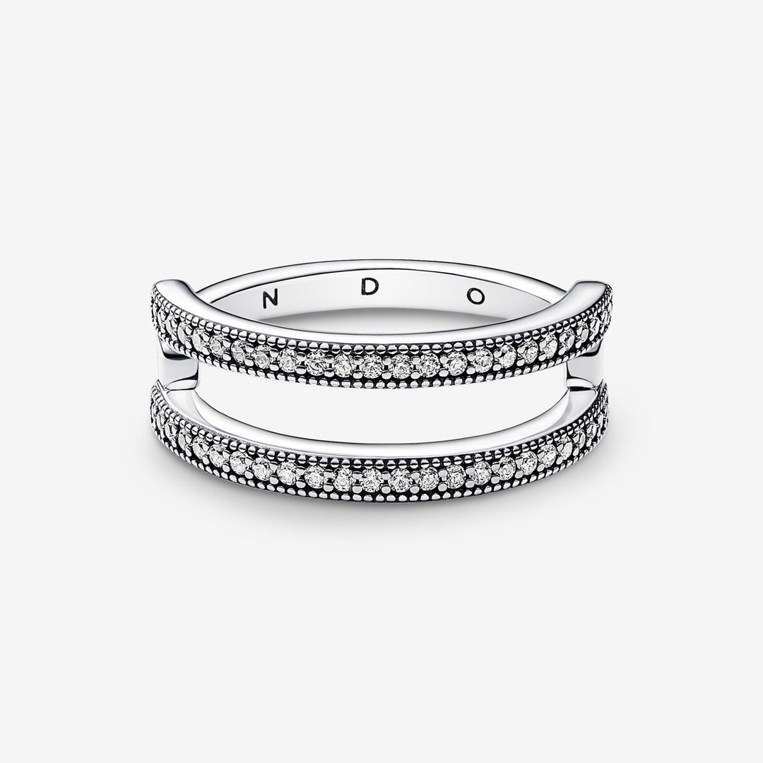 Pandora Signature Logo & Pavé Double Band Ring