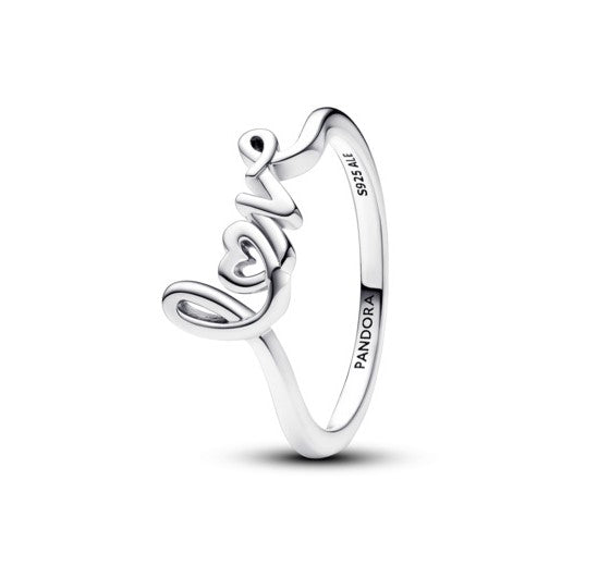 Pandora Handwritten Love Ring, size 7.0