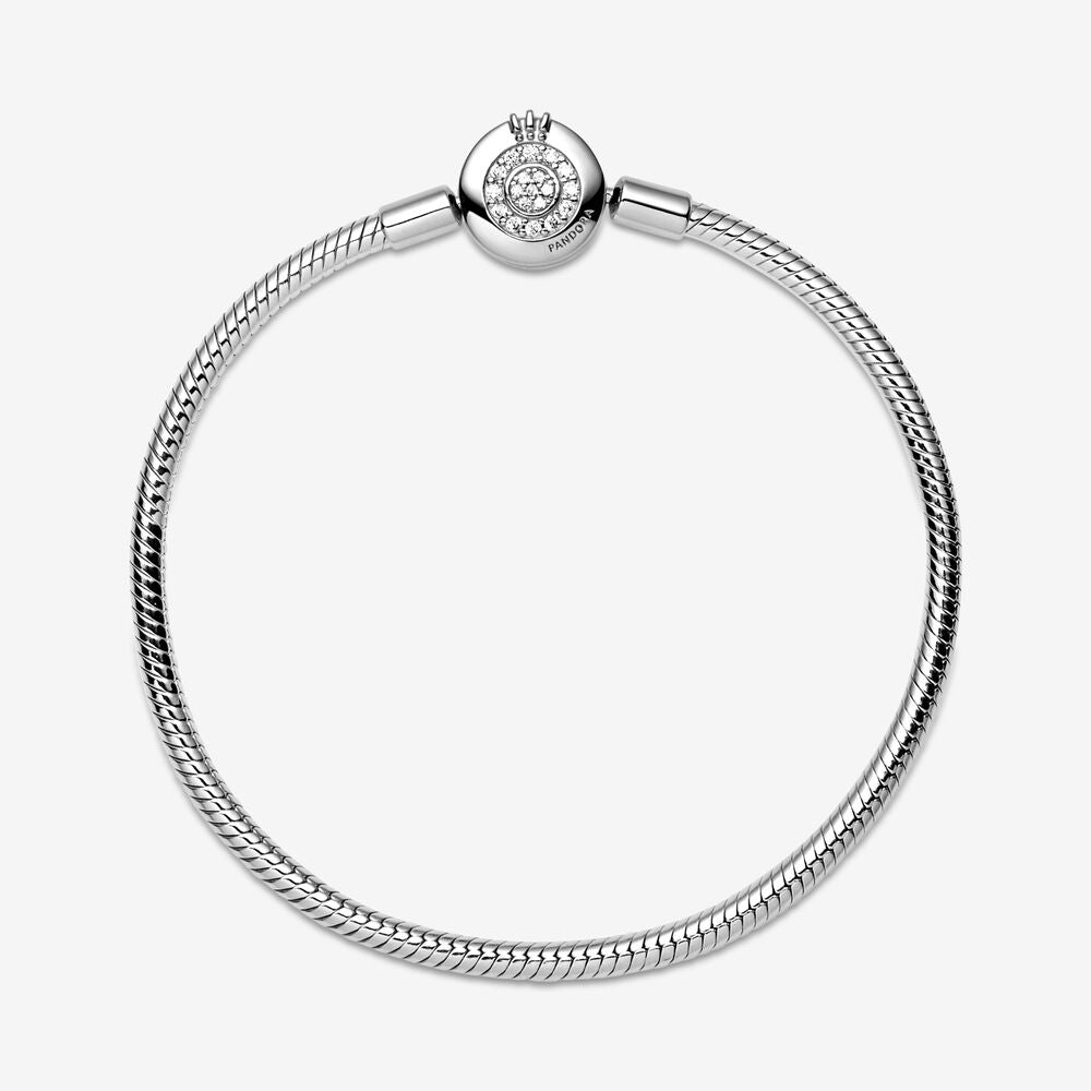 Pandora Moments Sparkling Crown O Snake Chain Bracelet, 7.9"