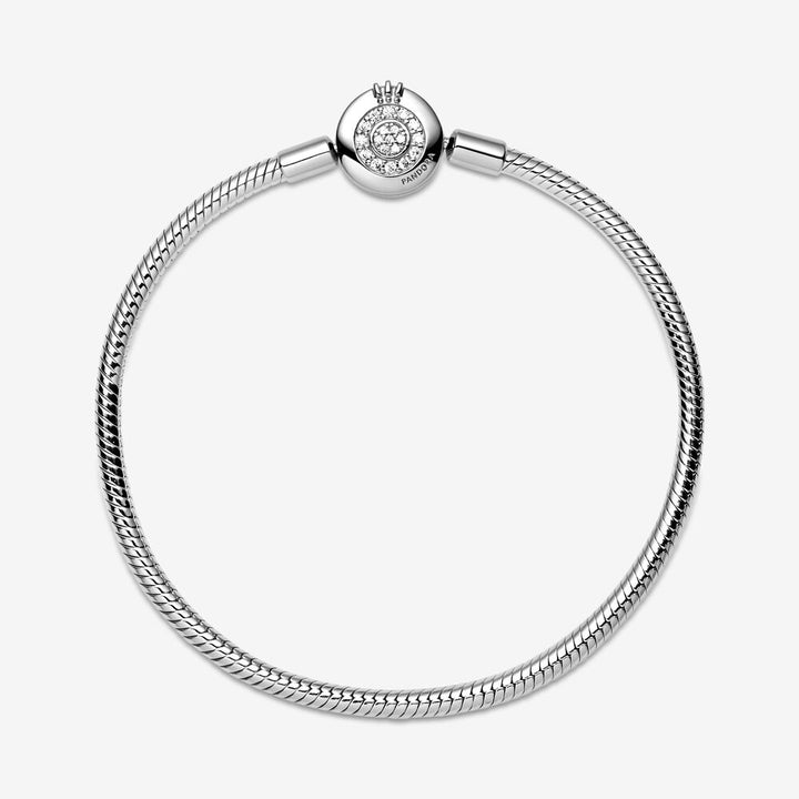 Pandora Moments Sparkling Crown O Snake Chain Bracelet, 7.9"